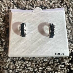 Primrose sterling silver and cubic zirconia hoops with posts.